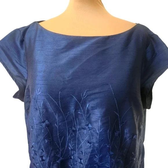 WAYWARD FANCIES eShakti Floral Vine Embroidered Dupioni Dress - Size 4X - Picture 5 of 12